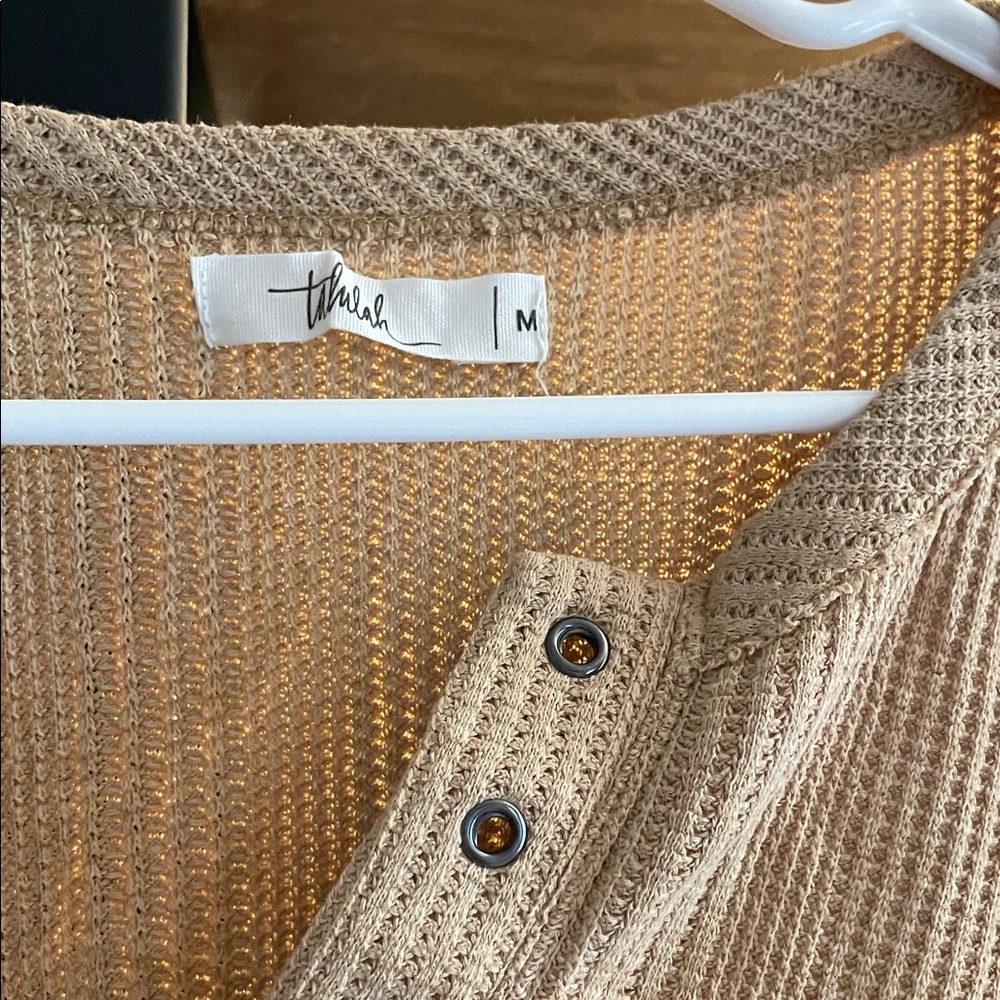 Women's Tan Waffle Knit Top - Picture 2 of 2